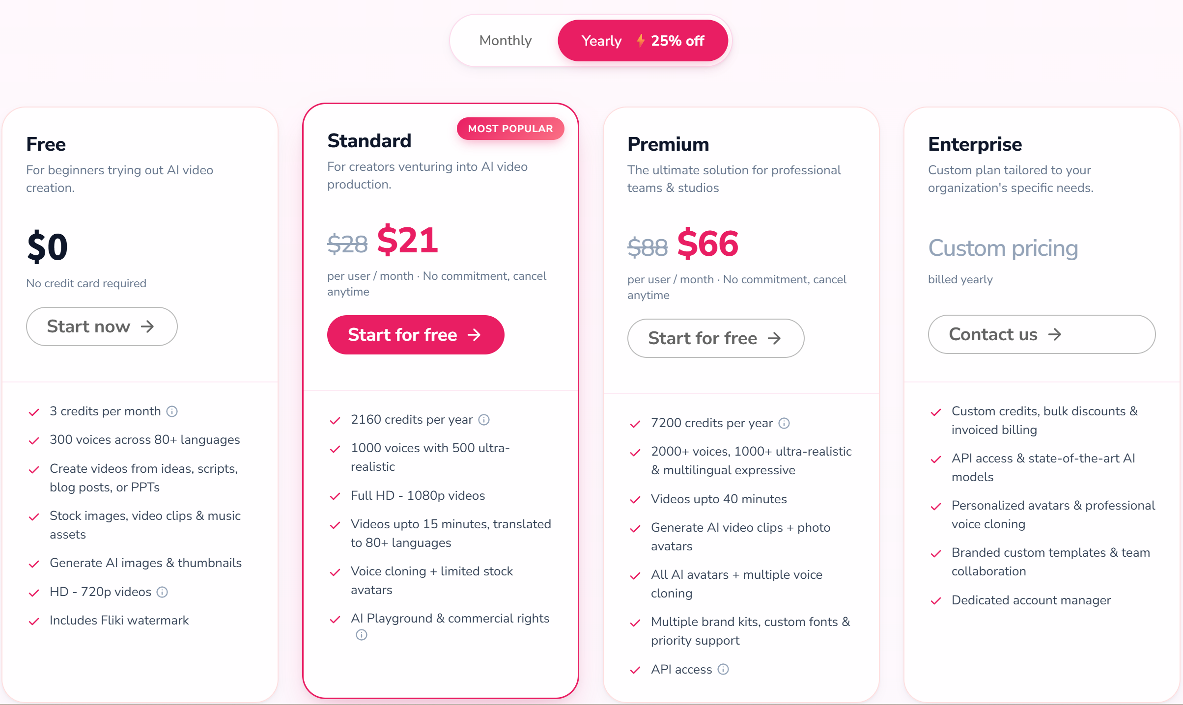 Fliki pricing plans