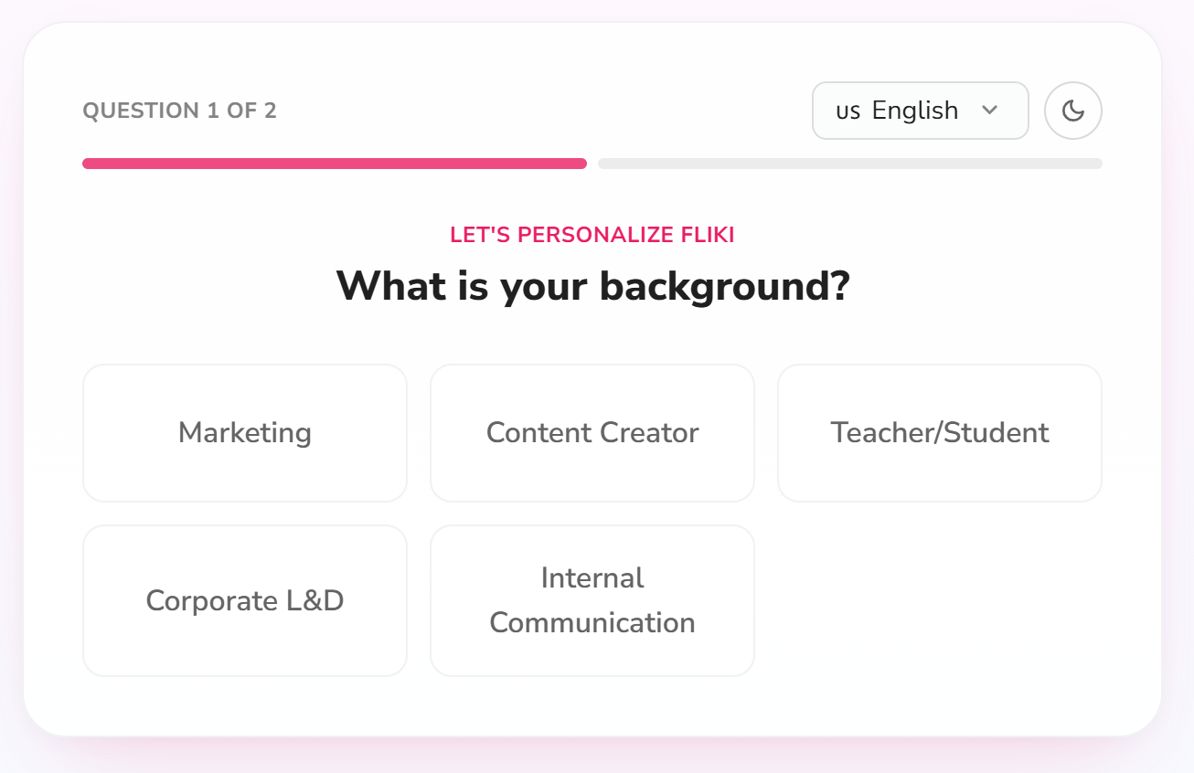 Fliki signup background step