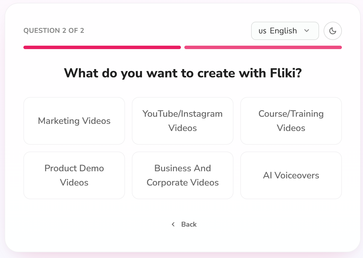 Fliki signup use-case step